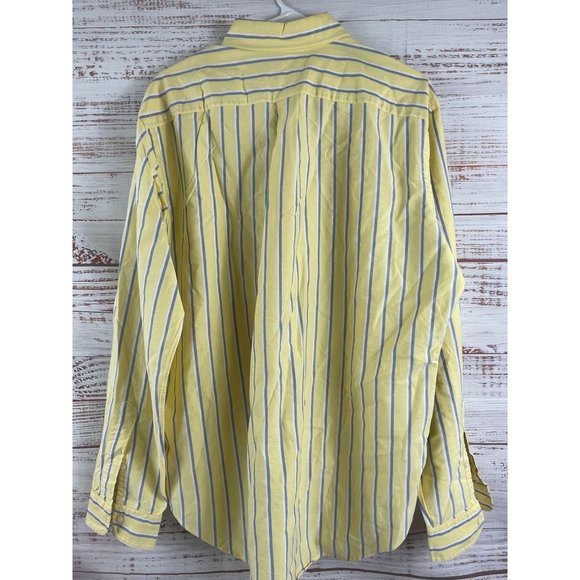 Ralph Lauren sz Large Yellow Blue White Striped Button Down Dress Shirt - Picture 3 of 5